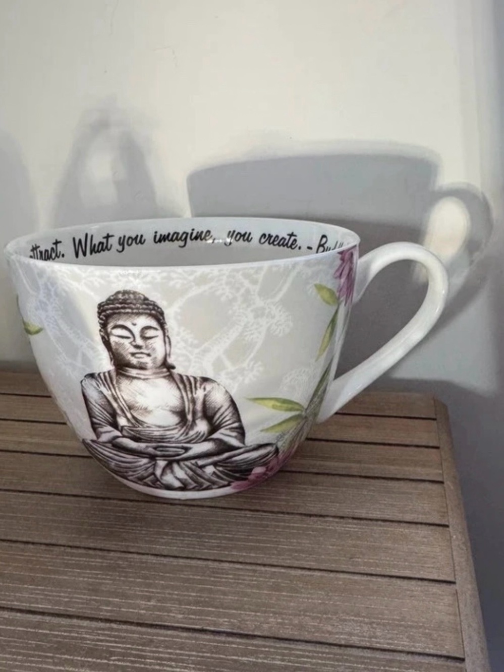 Portobello By Design Buddha Fine Bone China Jumbo Mug 22oz Floral Zen